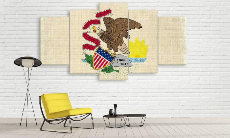 Usa Illinois State Flag Art - Sport 5 Panel Canvas Art Wall Decor Usa Illinois State Flag Art - Sport 5 Panel Canvas Art Wall Decor