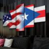 Usa Puerto Rico Flag - Abstract 5 Panel Canvas Art Wall Decor