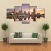 Usa Skyline At The Inner Harbor - Nature 5 Panel Canvas Art Wall Decor