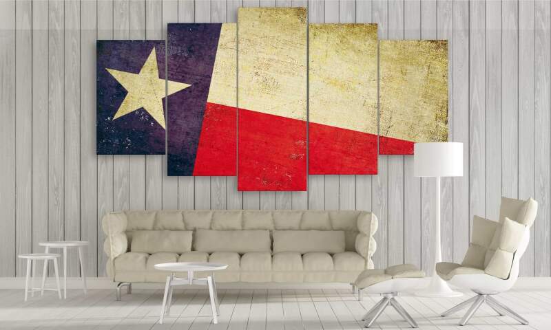 Usa Texas State Flag - Abstract 5 Panel Canvas Art Wall Decor Usa Texas State Flag - Abstract 5 Panel Canvas Art Wall Decor
