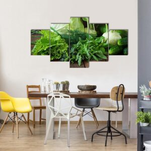 Useful Green Vegetables - Kitchen 5 Panel Canvas Art Wall Decor