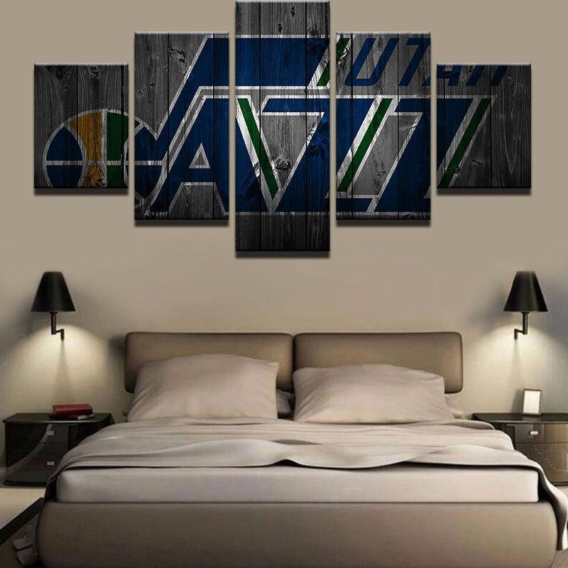 Utah Jazz NBA Basketball - 5 Panel Canvas Art Wall Decor Utah Jazz NBA Basketball - 5 Panel Canvas Art Wall Decor