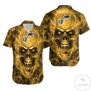Utah Jazz Nba Skull Hawaiian Shirt