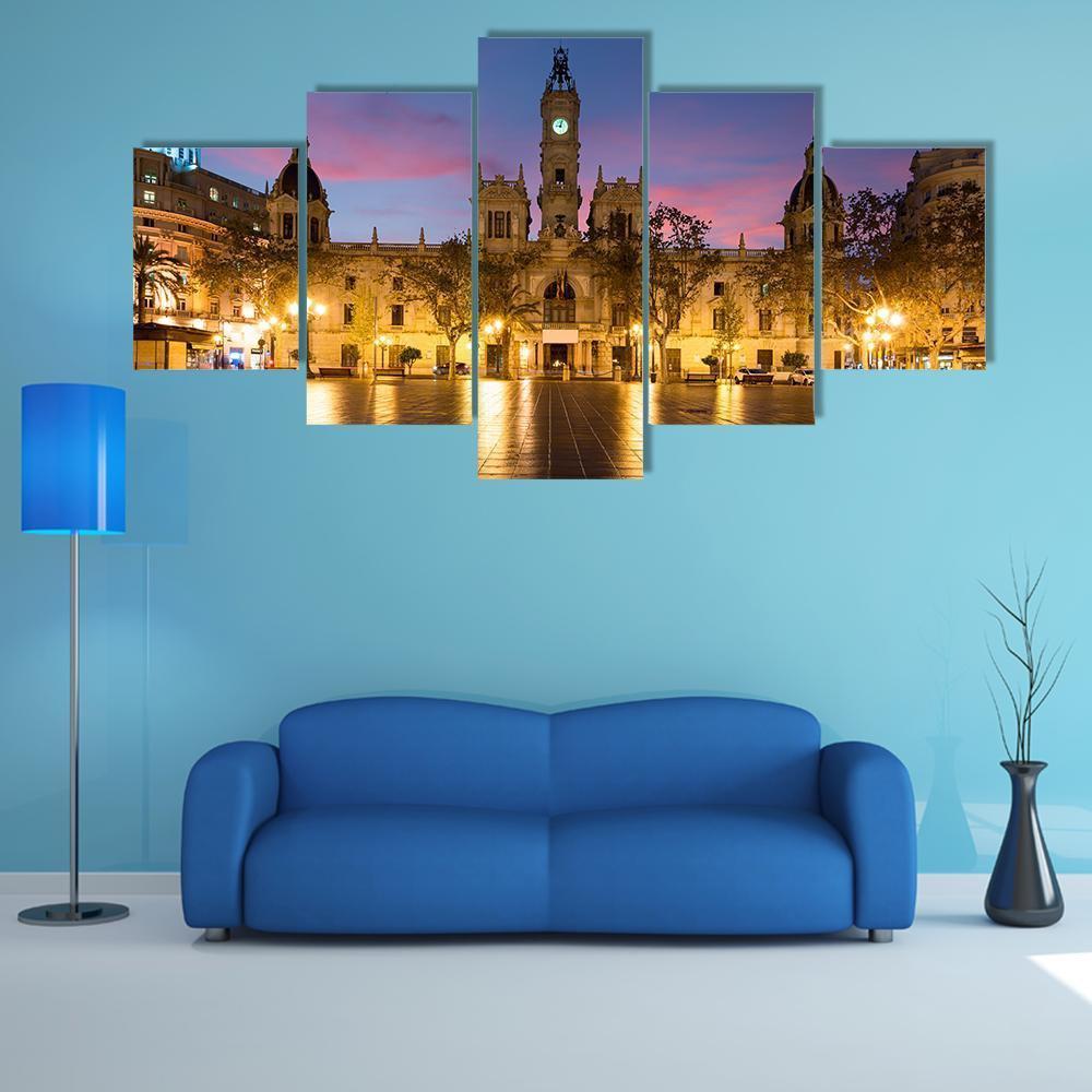 Valencia City Hall In Spain - Religion 5 Panel Canvas Art Wall Decor Valencia City Hall In Spain - Religion 5 Panel Canvas Art Wall Decor
