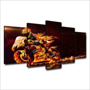 Valentino Rossi Motorcycle - Sportbike 5 Panel Canvas Art Wall Decor