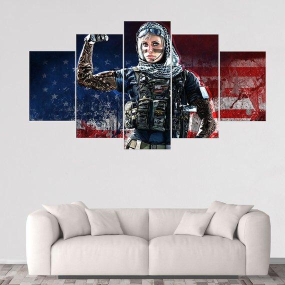 Valkyrie Rainbow Six Siege - Gaming 5 Panel Canvas Art Wall Decor Valkyrie Rainbow Six Siege - Gaming 5 Panel Canvas Art Wall Decor