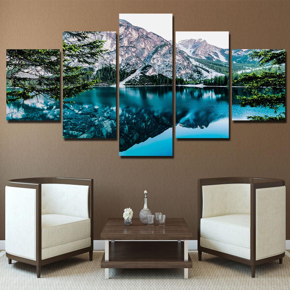 Valley lake - Nature 5 Panel Canvas Art Wall Decor Valley lake - Nature 5 Panel Canvas Art Wall Decor