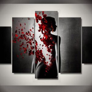 Vanishing Woman Beautiful Back Abstract Beauty - Abstract 5 Panel Canvas Art Wall Decor