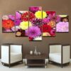 Variety Of Dahlias - Nature 5 Panel Canvas Art Wall Decor