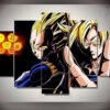Vegeta And Goku Duo - Anime 5 Panel Canvas Art Wall Decor