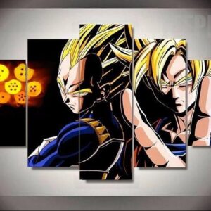 Vegeta And Goku Duo - Anime 5 Panel Canvas Art Wall Decor