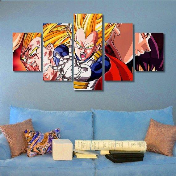 Vegeta - Cartoon 5 Panel Canvas Art Wall Decor Vegeta - Cartoon 5 Panel Canvas Art Wall Decor