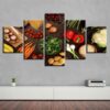Vegetable Mushroom Chili Potato Carrot - Kitchen 5 Panel Canvas Art Wall Decor