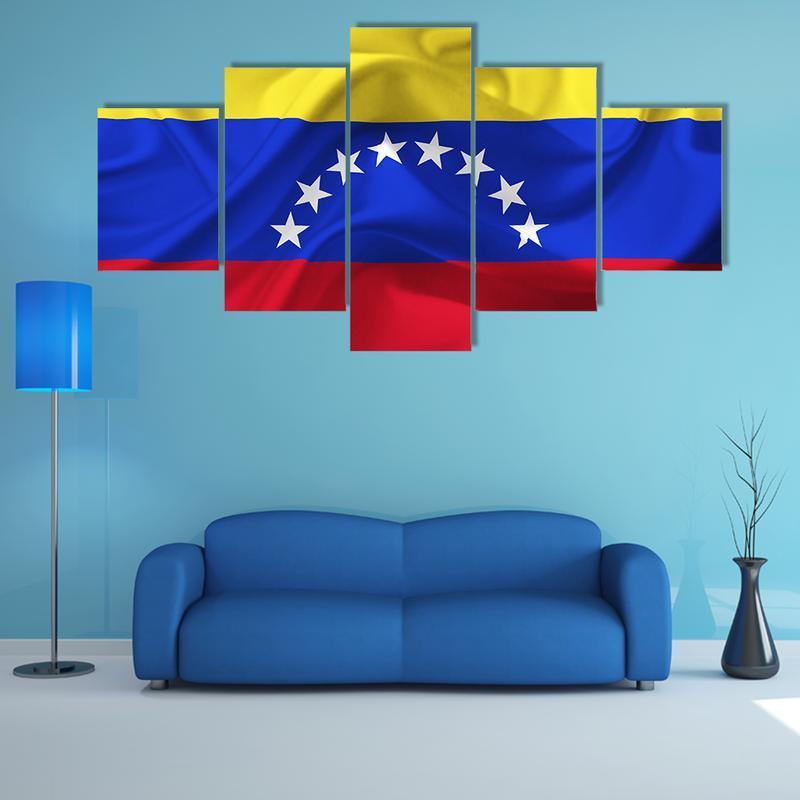 Venezuela Waving Flag - Abstract 5 Panel Canvas Art Wall Decor Venezuela Waving Flag - Abstract 5 Panel Canvas Art Wall Decor