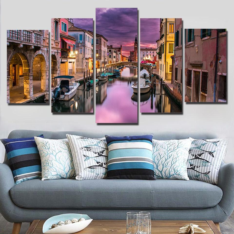 Venice at dusk - nature 5 Panel Canvas Art Wall Decor Venice at dusk - nature 5 Panel Canvas Art Wall Decor