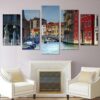 Venice water city house - Nature 5 Panel Canvas Art Wall Decor