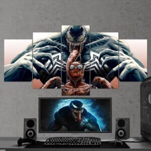 Venom vs Spiderman - DC 5 Panel Canvas Art Wall Decor