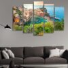 Vernazza Garden Cinque Terre National Park - Nature 5 Panel Canvas Art Wall Decor