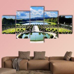 Versailles Royal Garden In Paris - Nature 5 Panel Canvas Art Wall Decor
