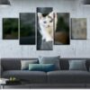 Very Lovely White Cats - Animal 5 Panel Canvas Art Wall Decor