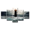Victory Ocean Lighthouse Seascape Storm - Ocean 5 Panel Canvas Art Wall Decor