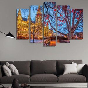Vienna Town Hall - Nature 5 Panel Canvas Art Wall Decor