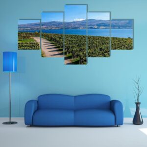 View From Mission Hill Winery Of Lake Okanagan - Nature 5 Panel Canvas Art Wall Decor
