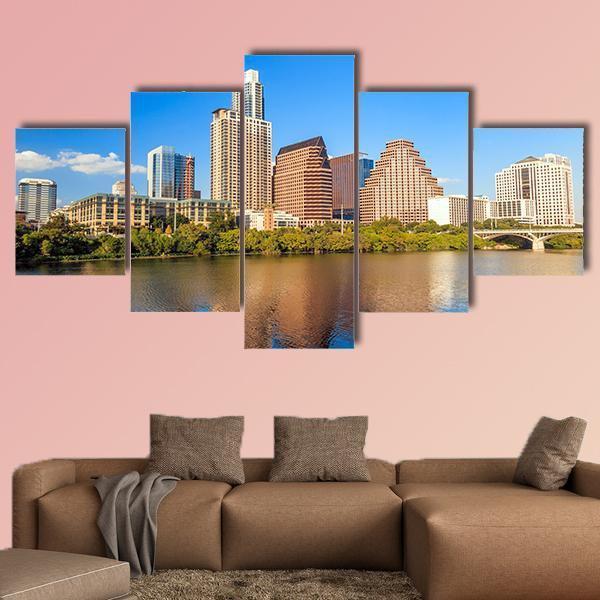 View Of Austin Texas Downtown Skyline - Nature 5 Panel Canvas Art Wall Decor View Of Austin Texas Downtown Skyline - Nature 5 Panel Canvas Art Wall Decor