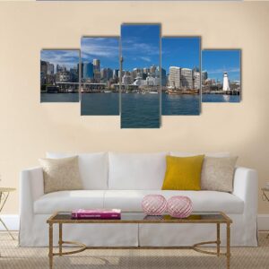 View Of Cape Bowling Green Lighthouse - Nature 5 Panel Canvas Art Wall Decor