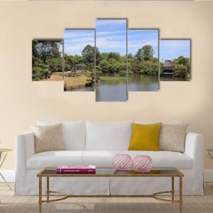 View Of Japanese Landscape Garden - Nature 5 Panel Canvas Art Wall Decor