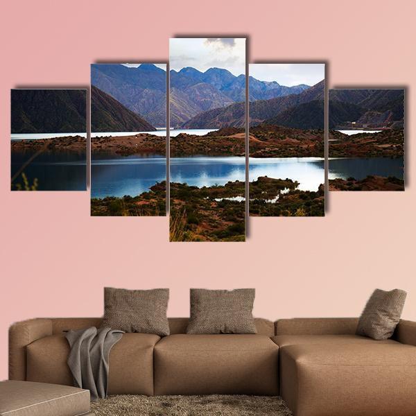View Of Lake Near Andes Mountains - Sport 5 Panel Canvas Art Wall Decor View Of Lake Near Andes Mountains - Sport 5 Panel Canvas Art Wall Decor