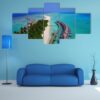 View Of Maldives White Sandy Beach - Nature 5 Panel Canvas Art Wall Decor