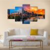 View Of Nashville Skyline - Nature 5 Panel Canvas Art Wall Decor