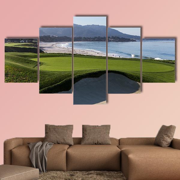 View Of Pebble Beach Golf Course In California - Nature 5 Panel Canvas Art Wall Decor View Of Pebble Beach Golf Course In California - Nature 5 Panel Canvas Art Wall Decor
