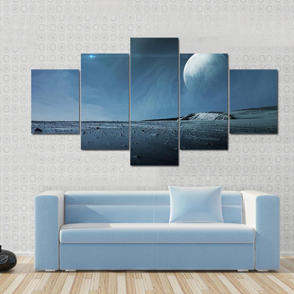 View Of Pluto From Charon - Nature 5 Panel Canvas Art Wall Decor View Of Pluto From Charon - Nature 5 Panel Canvas Art Wall Decor