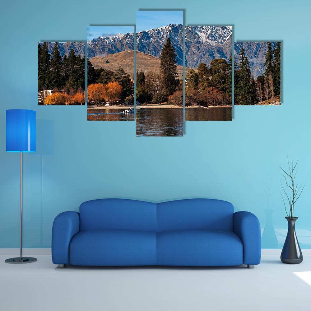 View Of Queenstown And Mt Remarkables With Lake Wakatipu - Nature 5 Panel Canvas Art Wall Decor View Of Queenstown And Mt Remarkables With Lake Wakatipu - Nature 5 Panel Canvas Art Wall Decor