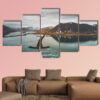 View Of Road 1 In Iceland With Bridge Over Sea With Mountains - Nature 5 Panel Canvas Art Wall Decor