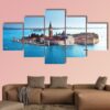 View Of San Giorgio Island In Venice - Nature 5 Panel Canvas Art Wall Decor