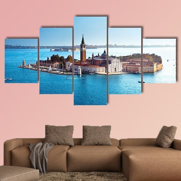 View Of San Giorgio Island In Venice - Nature 5 Panel Canvas Art Wall Decor View Of San Giorgio Island In Venice - Nature 5 Panel Canvas Art Wall Decor