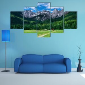 View Of The Julian Alps From Gozd Martuljek In Slovenia - Nature 5 Panel Canvas Art Wall Decor