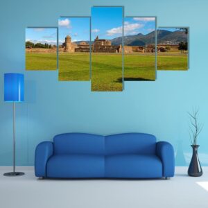 View Of The Medieval Fortress In Roses - Nature 5 Panel Canvas Art Wall Decor