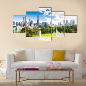 View Of The Melbourne City - Nature 5 Panel Canvas Art Wall Decor
