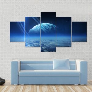 View Of Uranus From Titania - Space 5 Panel Canvas Art Wall Decor