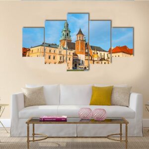 View Of Wawel Castle In Krakow - Nature 5 Panel Canvas Art Wall Decor