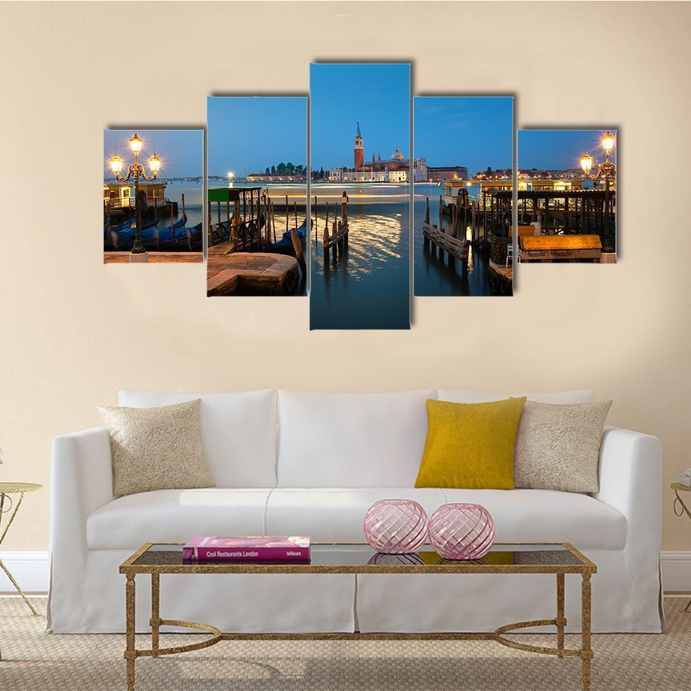 View On San Giorgio In Venice - Nature 5 Panel Canvas Art Wall Decor View On San Giorgio In Venice - Nature 5 Panel Canvas Art Wall Decor