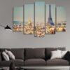 View To Eiffel Tower Paris France - Nature 5 Panel Canvas Art Wall Decor