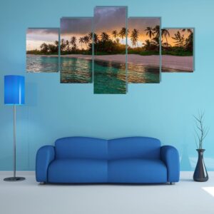 View Toward Tropical Beach - Nature 5 Panel Canvas Art Wall Decor