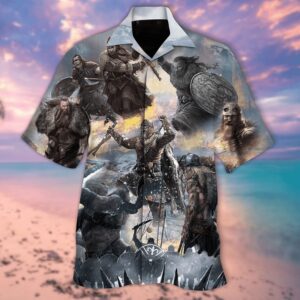 Viking Snow Field War Hawaiian Shirt