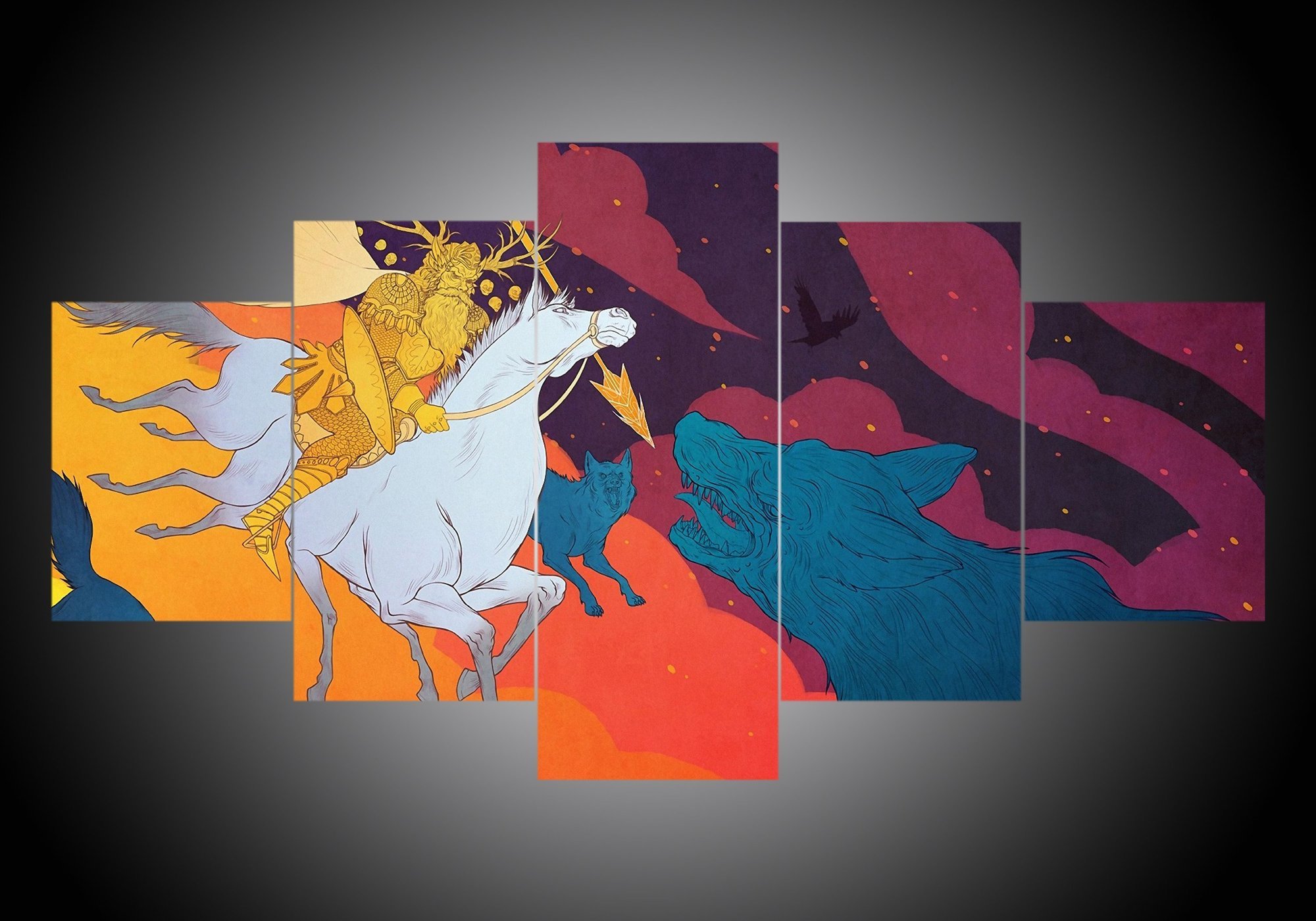 Vikings 3 - Abstract 5 Panel Canvas Art Wall Decor Vikings 3 - Abstract 5 Panel Canvas Art Wall Decor