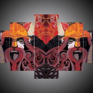 Vikings 4 - Abstract 5 Panel Canvas Art Wall Decor